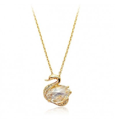 Pearly Swan - Colier placat cu aur si cristale