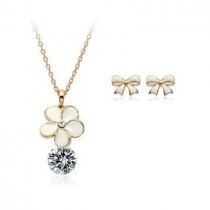 Coquette - set de cercei si colier placate cu aur