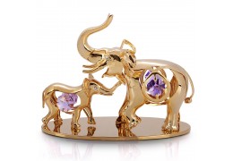 Elefant cu pui - Figurina cu cristale Swarovski