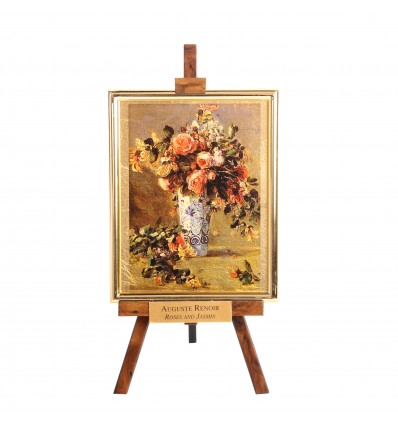 Tablou pe sevalet - Renoir "Roses and Jasmin " pe foita de aur 23Kt.