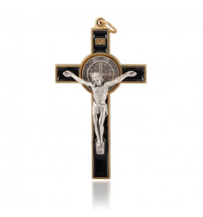 Crucifix metalic pe foita de argint