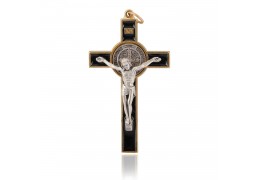 Crucifix metalic pe foita de argint