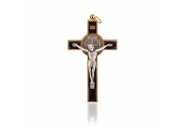 Crucifix metalic pe foita de argint