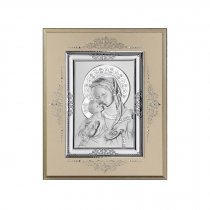 Icoana pe foita de argint cu Maica Domnului - 10 x 8.5 cm