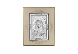Icoana pe foita de argint cu Maica Domnului - 10 x 8.5 cm