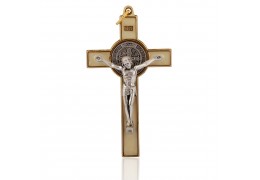 Crucifix metalic pe foita de argint