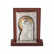 Iconita argintata Fecioara Maria cu Pruncul 5x5 cm