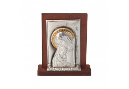 Iconita argintata Fecioara Maria cu Pruncul 5x5 cm