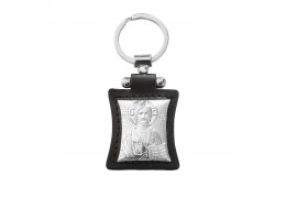 Breloc din piele cu ornament argintat - iconita