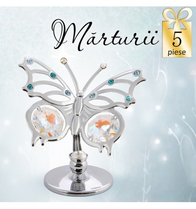 5 Fluturasi cu cristale Swarovski Aurora Borealis - oferta marturii