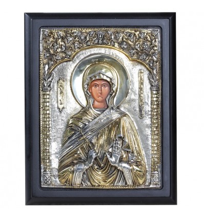 Sf. Parascheva - Icoana lucrata in argint 925 si aur 24K