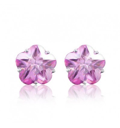 Cercei Flower Cut Pink Sapphire Studs made with Swarovski Elements