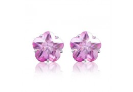 Cercei Flower Cut Pink Sapphire Studs made with Swarovski Elements