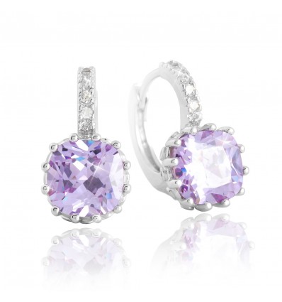 Cercei Lilac Purple Sapphire cu cristale cubic zirconia