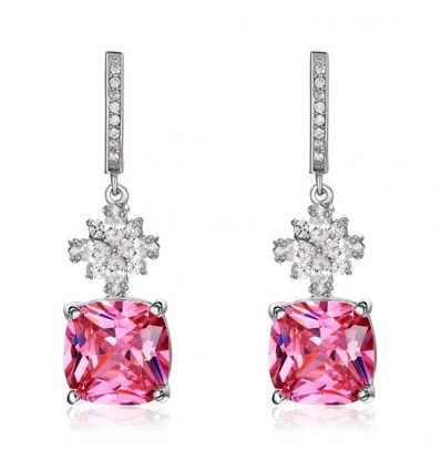 Cercei Simulated Pink Sapphire Argint 925