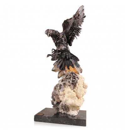 Falcon Casasola  - statueta vultur in bronz pe aranjament din cuart si agat Colectia Ebano