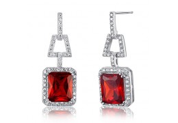 Cercei din argint 925 cu cristale Simulated Red Ruby