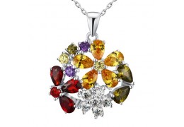 Colier din argint 925 Multicolor Simulated Topaz Flower