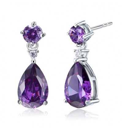 Cercei din argint 925 Simulated Purple Sapphire