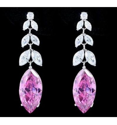 Cercei Pink Simulated Sapphire Leaves