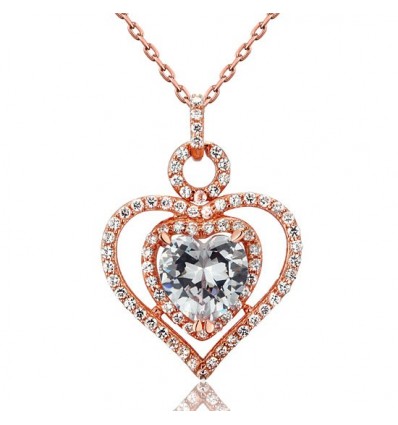 Colier din argint 925 Rose Gold Heart