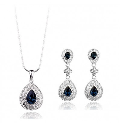 Set de colier si cercei cu cristale cubic zirconia - Glamour Safir