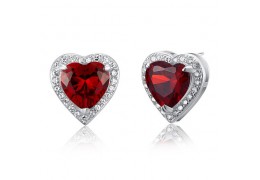 Cercei Simulated Red Ruby Heart Argint 925