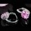 Cercei placati cu aur alb Pink Sapphire made with Swarovski Elements