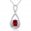 Colier din argint rodiat cu cristal Cubic Zirconia - "Royal Red"