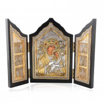 Triptic Fecioara Maria si Pruncul lucrat in argint 950 si aur 24Kt
