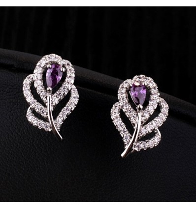 Cercei cu cristale Swarovski Elements - Purple Flowers