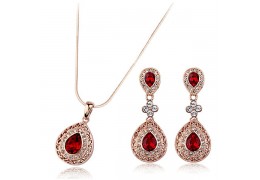 Set de colier si cercei cu cristale cubic zirconia - Glamour Ruby