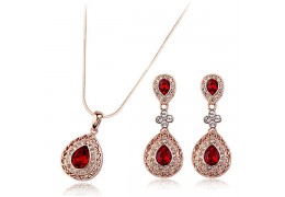 Set de colier si cercei cu cristale cubic zirconia - Glamour Ruby