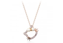 Colier placat cu aur si decorat cu perlute -  "Pearly Kitty"