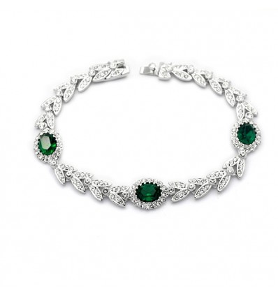 Bratara cu cristale Swarovski Elements "Green Leaf"