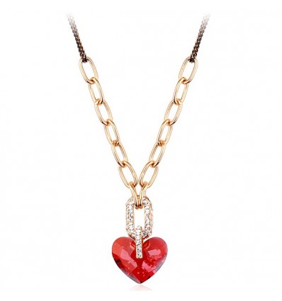 Colier inimioara placat cu aur 18K "Happy Valentine'