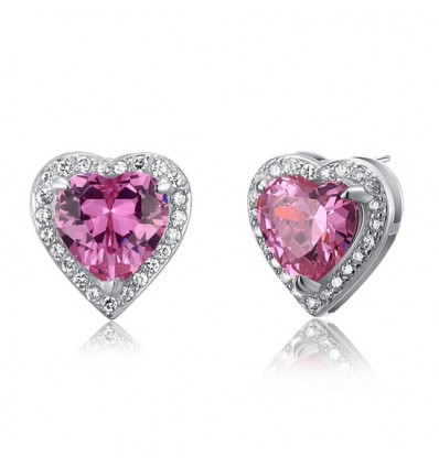 Cercei din argint 925 "Simulated Pink Sapphire"