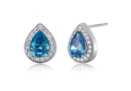 Cercei din argint 925 cu cristale " Pear Cut Simulated Blue Topaz"