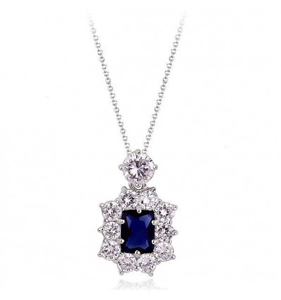 Colier placat cu aur alb  - "Imperial Sapphire"
