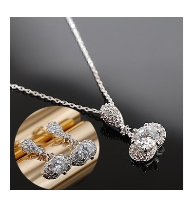 Set colier si cercei cu cristale cubic zirconia - "Crystal Glam"