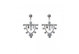 Cercei eleganti cu cristale Swarovski placati cu rodiu