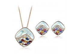 Set colier si cercei cu sidef si cristale Swarovski - "Color Waves"