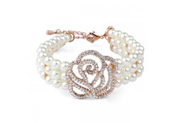 Bratara cu perle, placata cu aur - "Pearls and Roses"