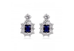 Cercei placati cu aur alb  - "Imperial Sapphire"
