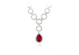 Colier cu cristale Swarovski - PARURE Milano "Chianti Red"