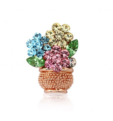 Brosa - pin "Crystal Flowers Pot"