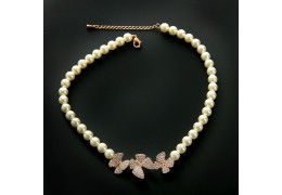 Colier cu perle si cristale " Golden Butterfly"