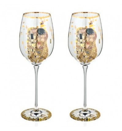 Set de 2 pahare de vin "Sarutul" Gustav Klimt - Goebel