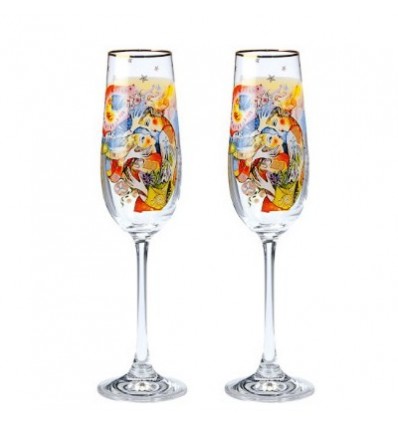 Set de 2 pahare de sampanie "Dragostea dincolo de pasiune" Gustav Klimt - Goebel