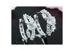 Cercei placati cu aur alb "Simulated Diamond Bling"